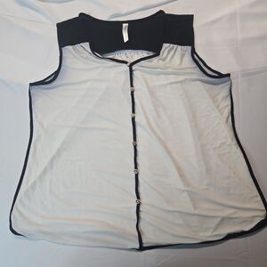 Per Seption Concept Top Womens Plus Size Sleeveless Blouse XL Black White